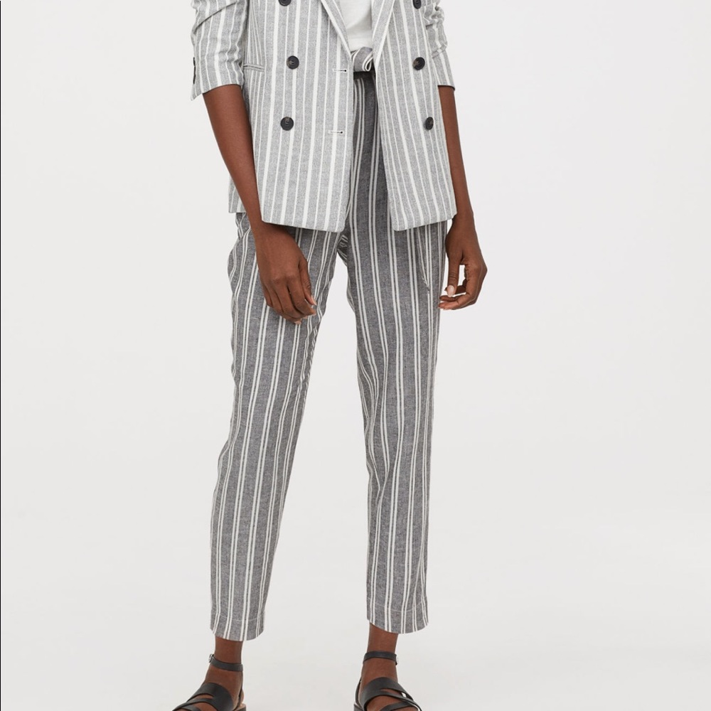 Linen blend paper bag pants